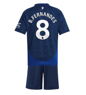 Manchester United Bruno Fernandes #8 Borta Kläder Barn 2024-25 Kortärmad (+ Korta byxor)